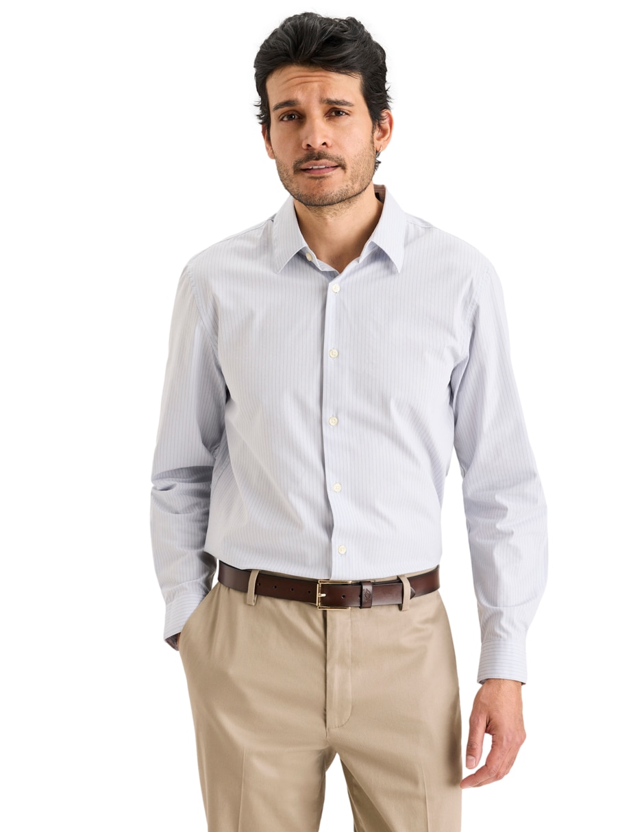 Camisa de vestir de algodón manga larga para hombre