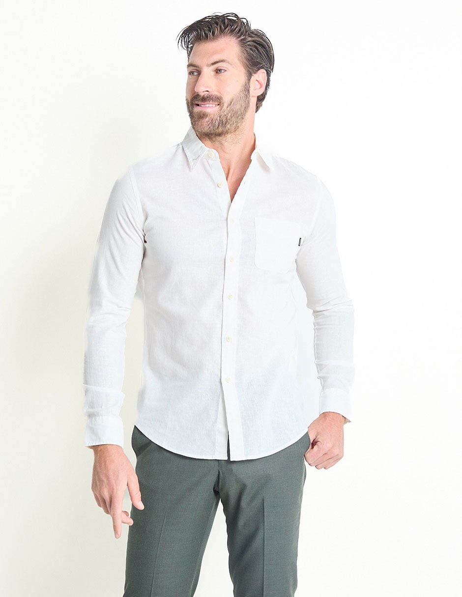 Camisa casual de algodón manga larga para hombre