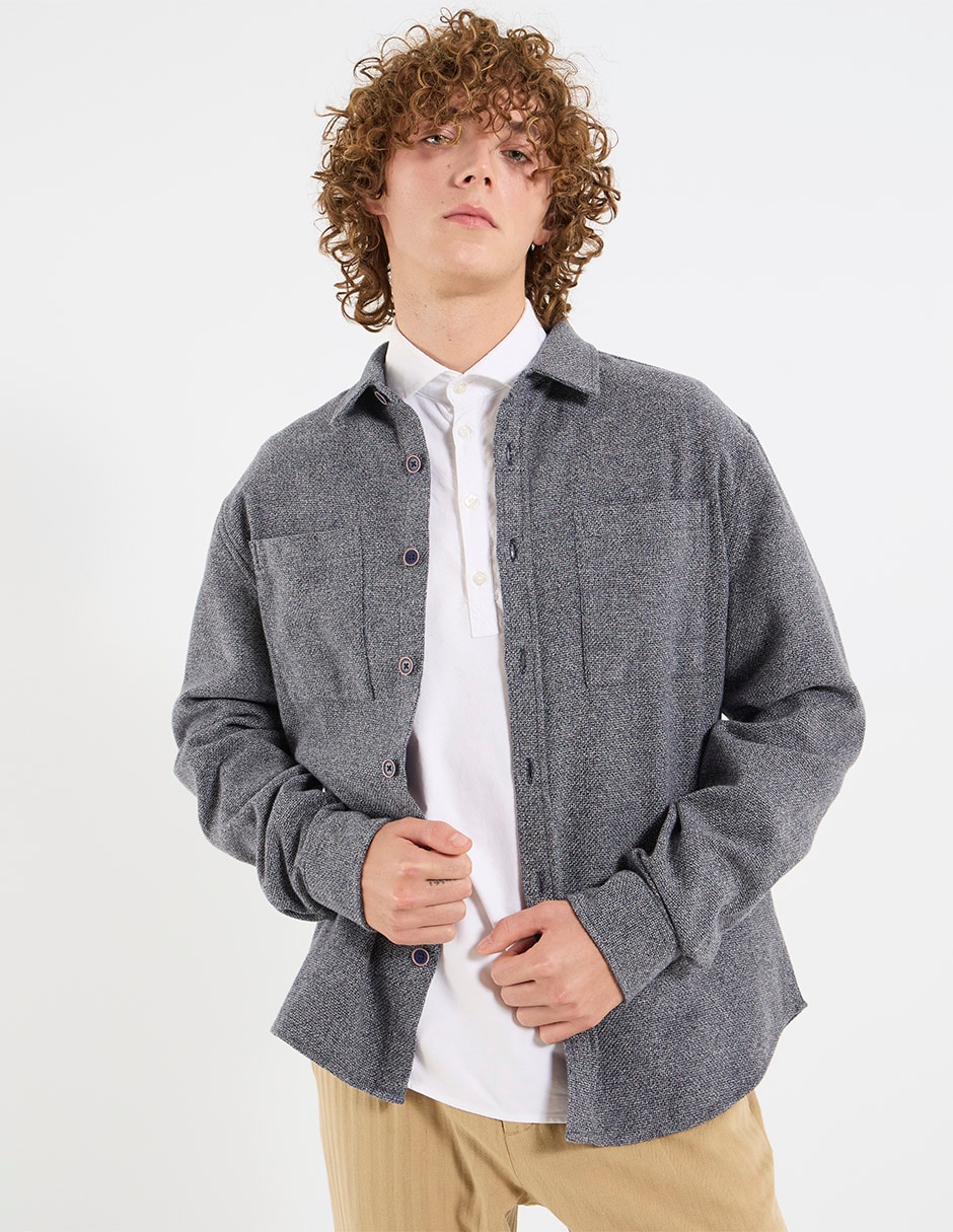 Sobrecamisa casual de algodón manga larga para hombre Sobrecamisa casual de algodón manga larga para hombre