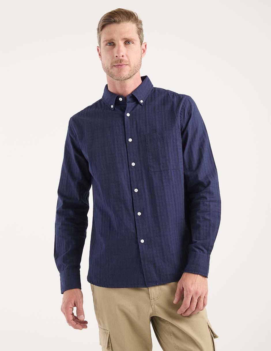 Camisa casual de algodón manga larga para hombre Camisa casual de algodón manga larga para hombre