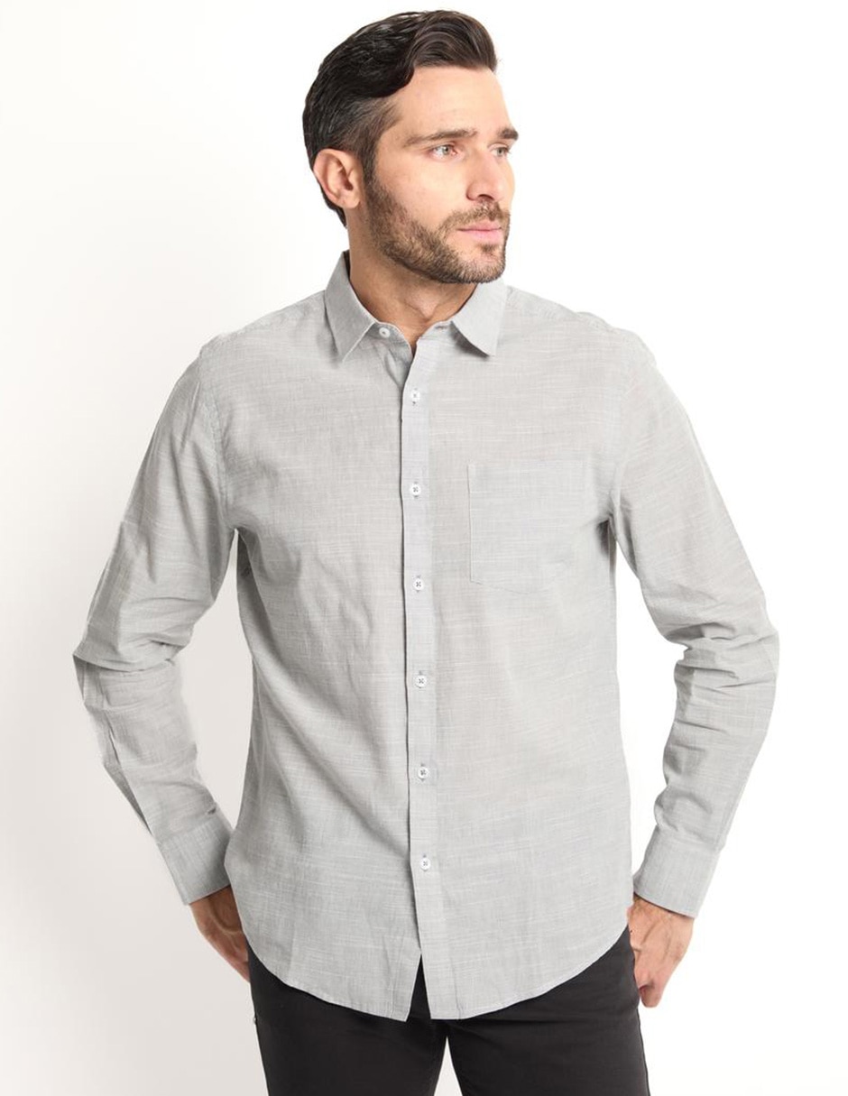 Camisa casual de algodón manga larga para hombre