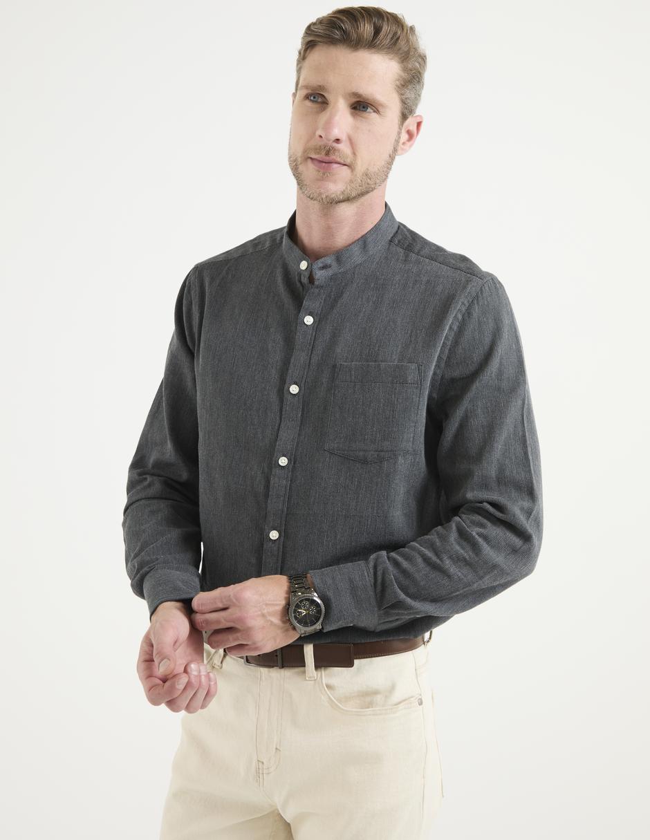 Camisa casual de algodón manga larga para hombre Camisa casual de algodón manga larga para hombre