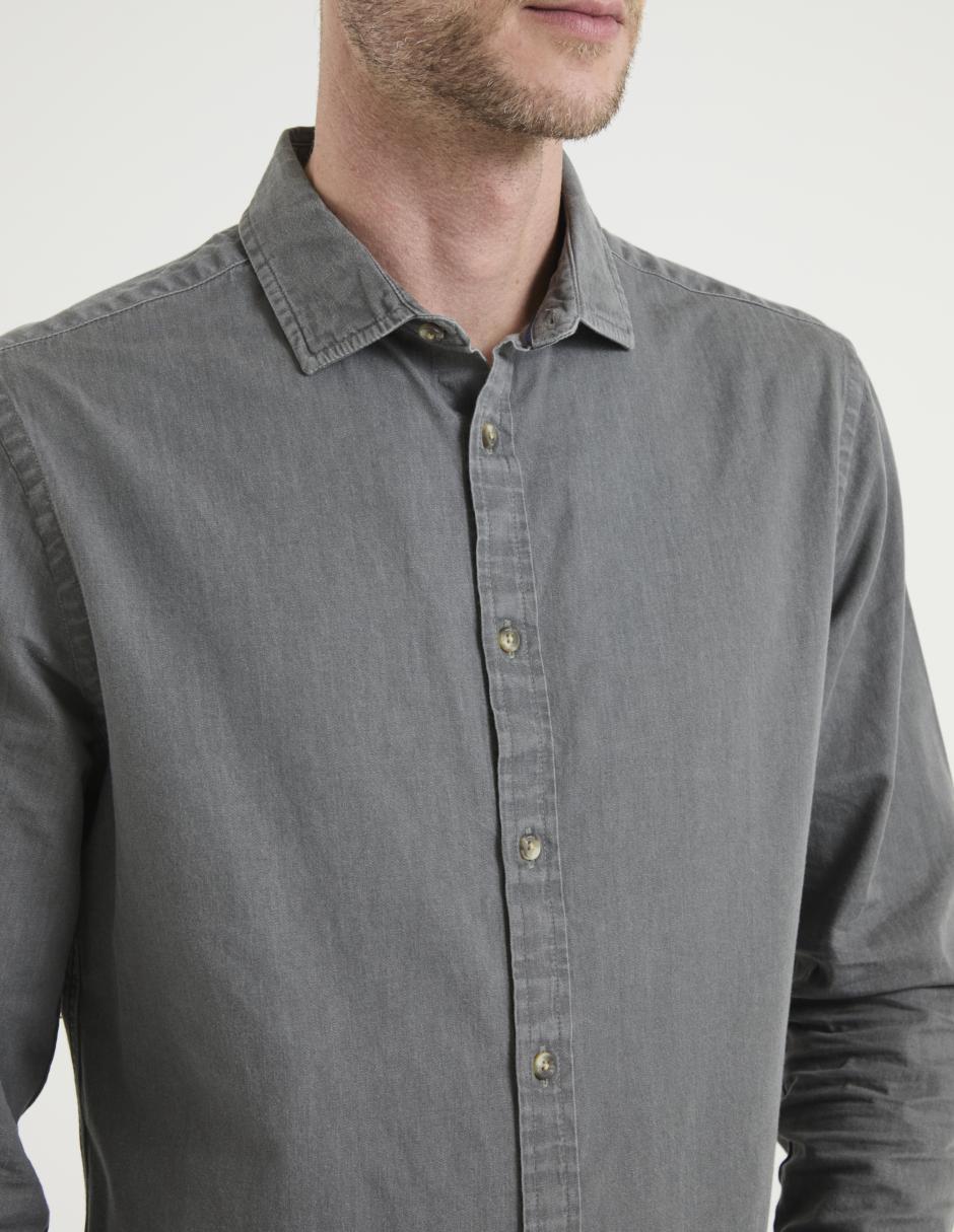Camisa casual de algodón manga larga para hombre 4