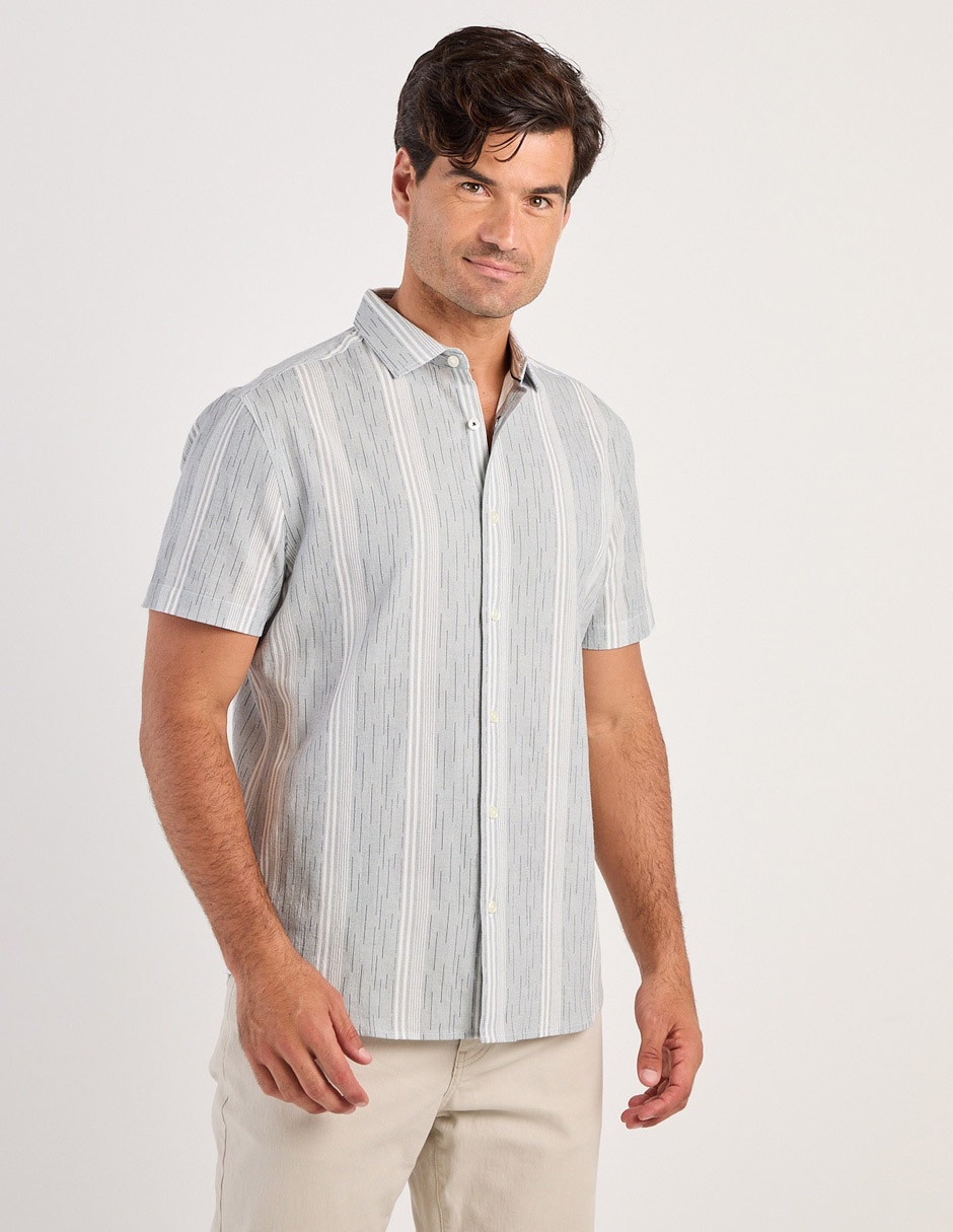Camisa casual de algodón manga corta para hombre