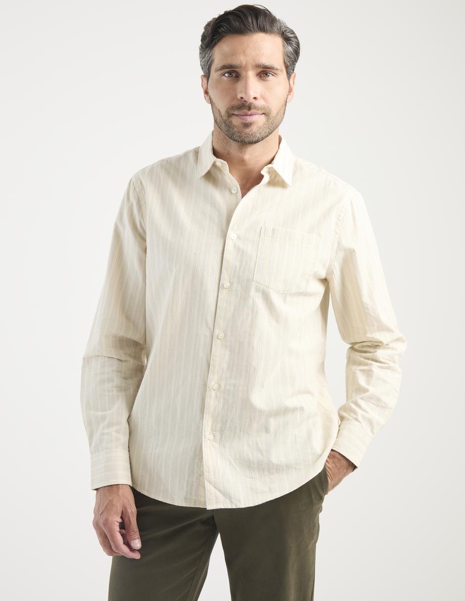 Camisa casual de algodón manga larga para hombre