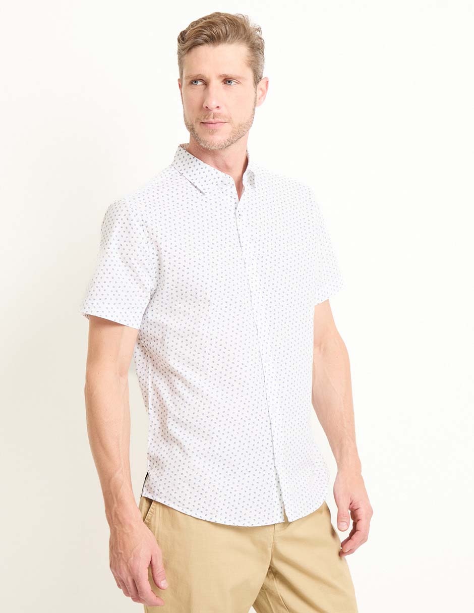 Camisa casual de algodón manga corta para hombre