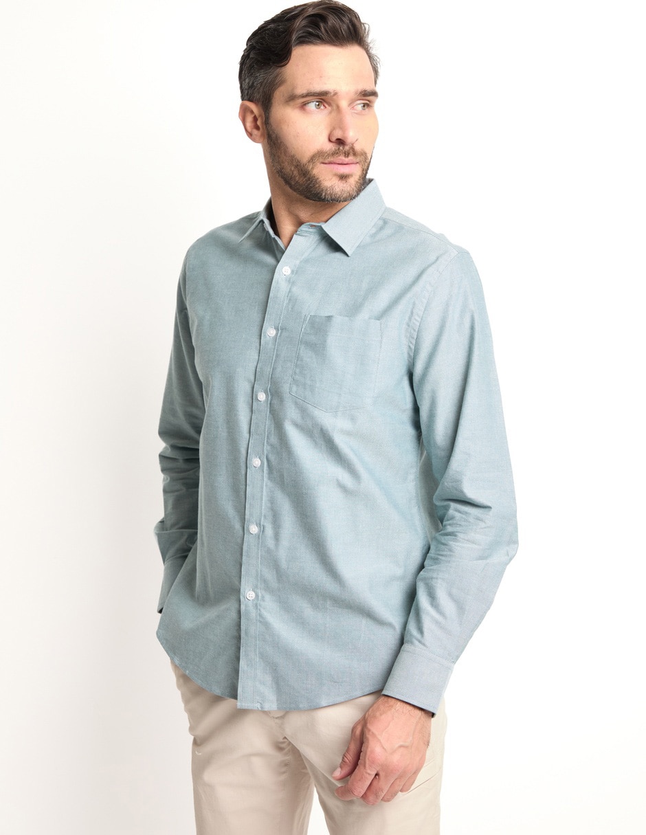 Camisa casual de algodón manga larga para hombre