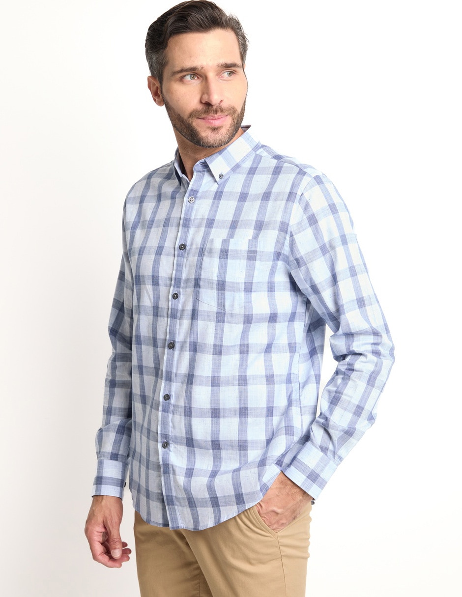 Camisa casual de algodón manga larga para hombre