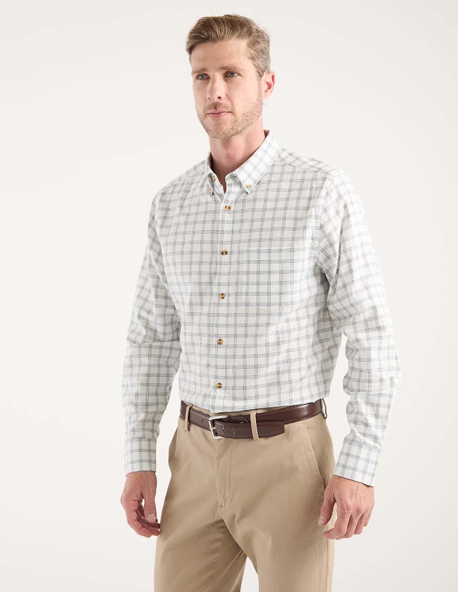 Camisa casual de algodón manga larga para hombre