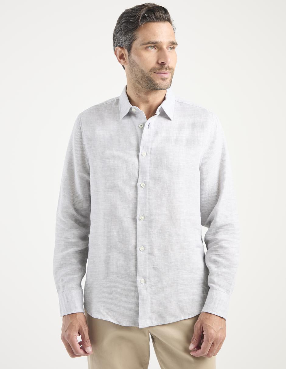 Camisa casual de algodón manga larga para hombre