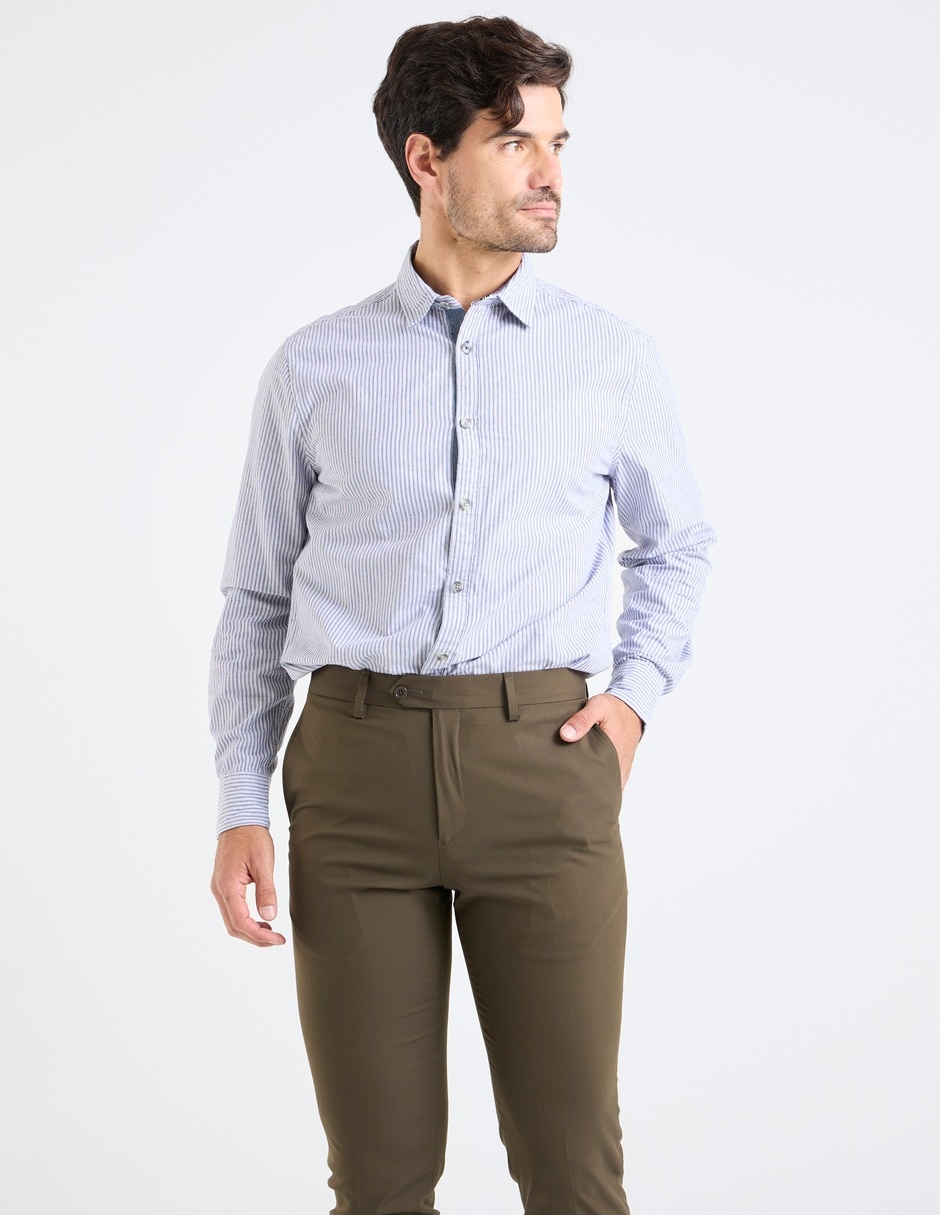 Camisa casual de algodón manga larga para hombre
