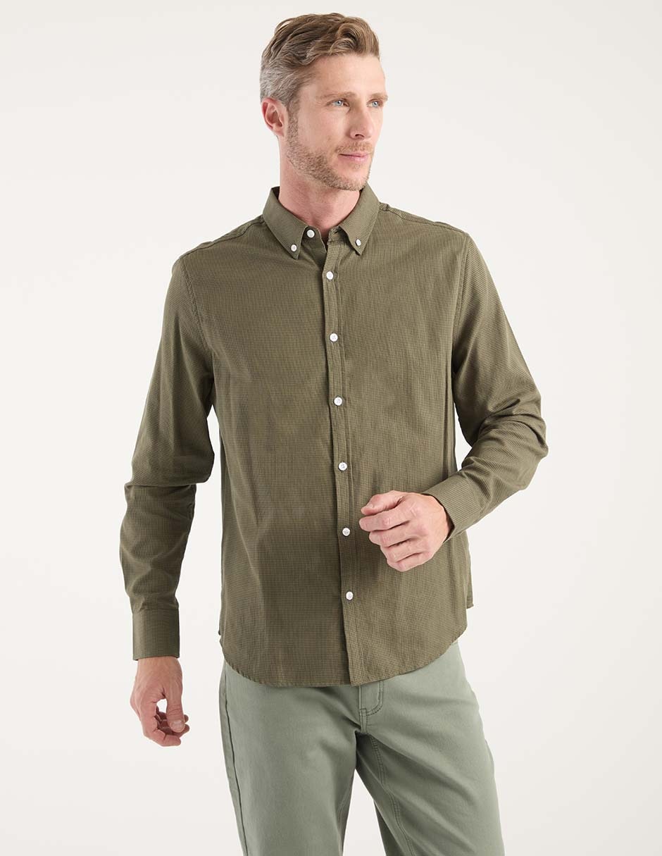 Camisa casual de algodón manga larga para hombre