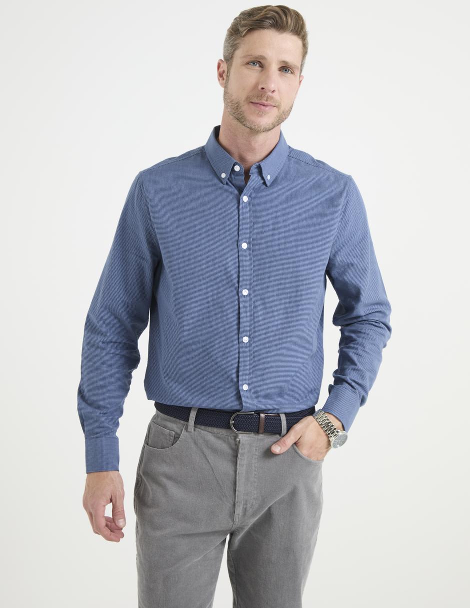 Camisa casual de algodón manga larga para hombre Camisa casual de algodón manga larga para hombre