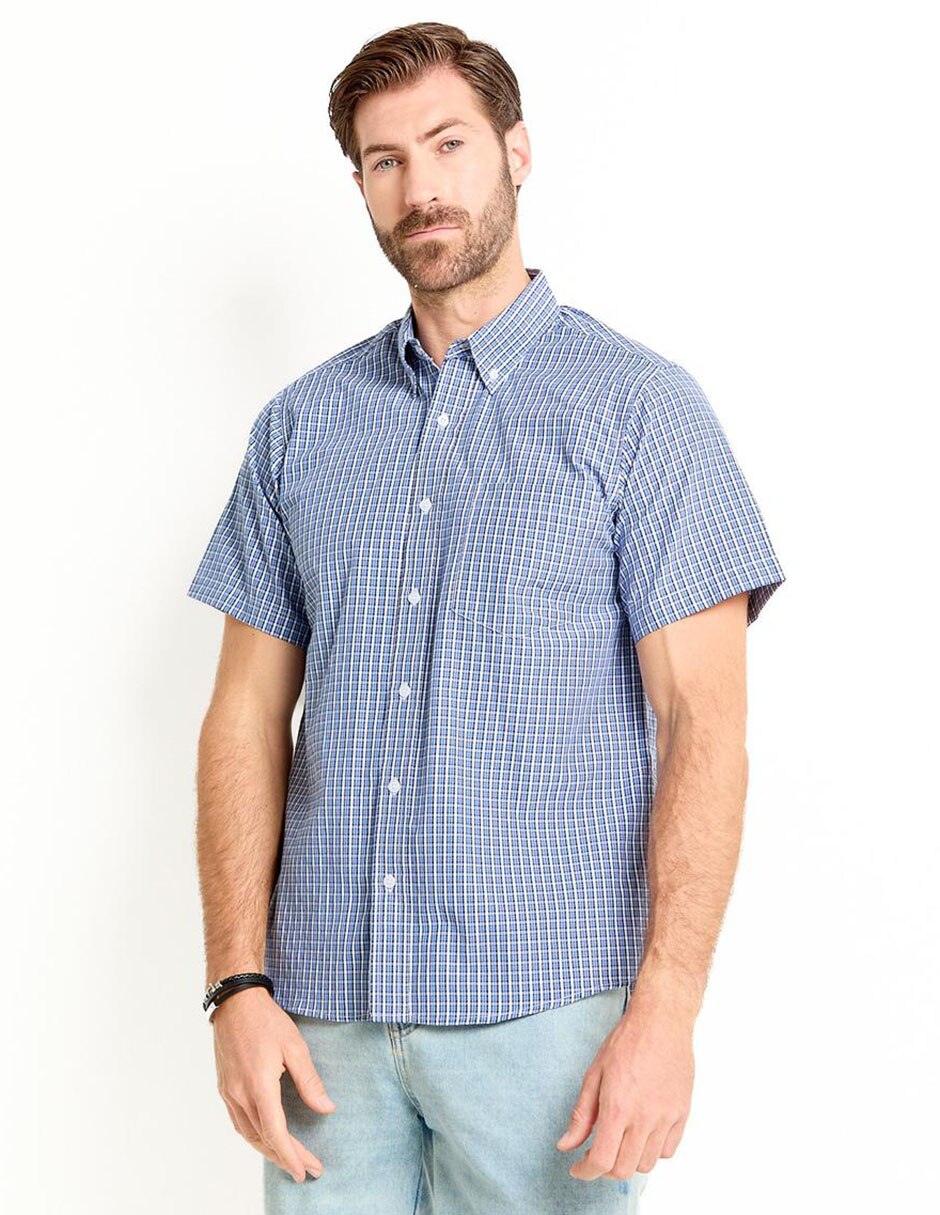 Camisa casual de algodón manga corta para hombre