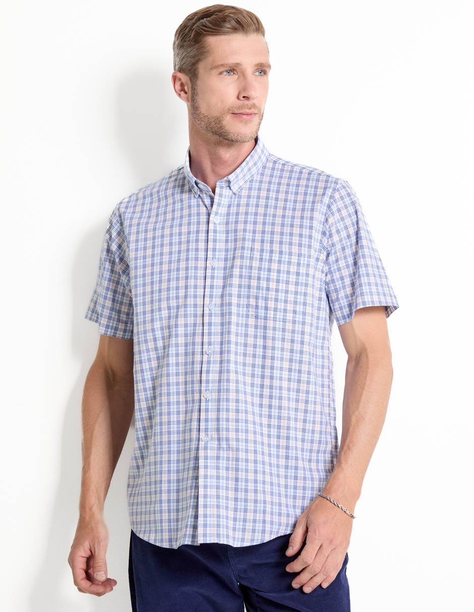 Camisa casual de algodón manga corta para hombre