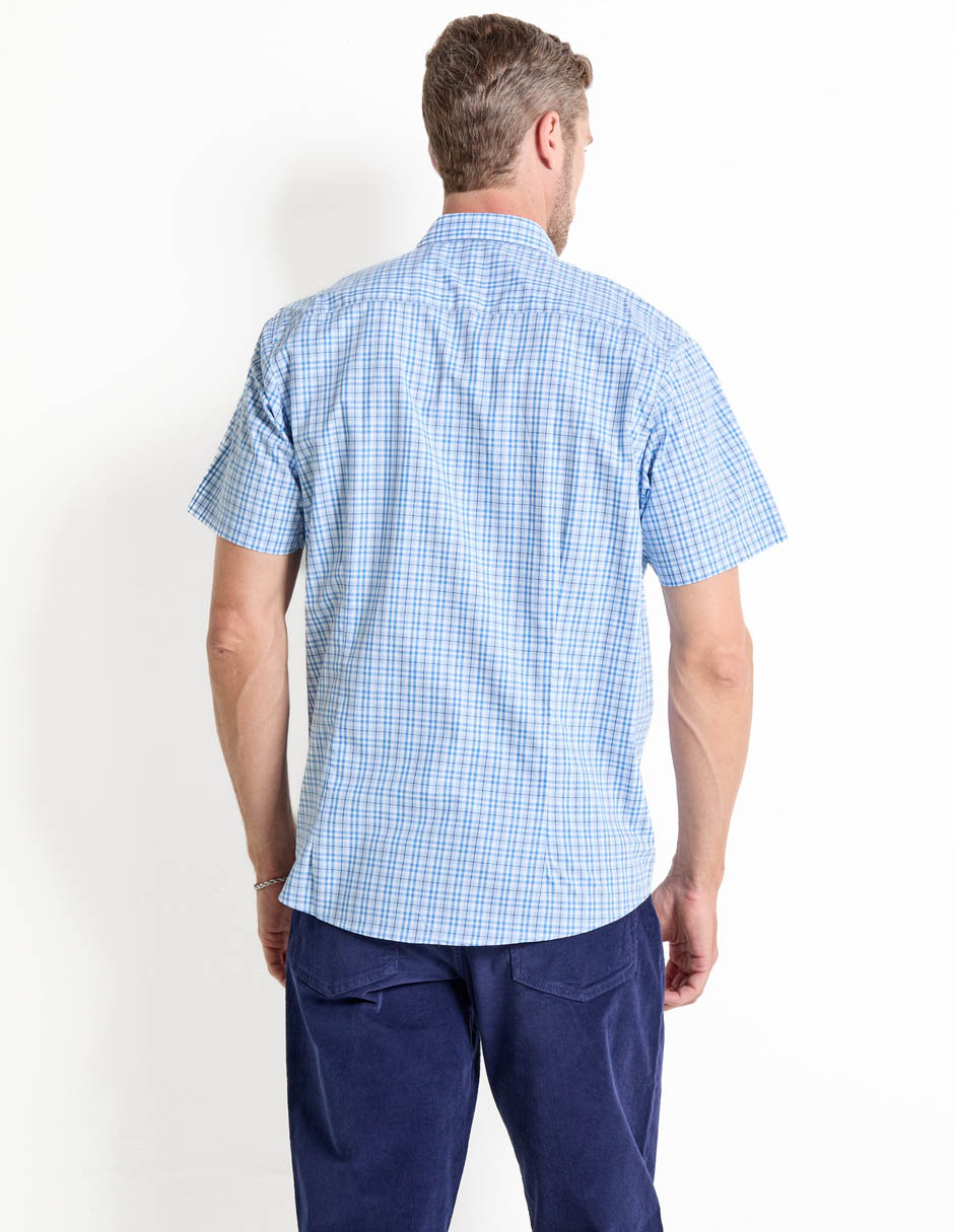 Camisa casual de algodón manga corta para hombre