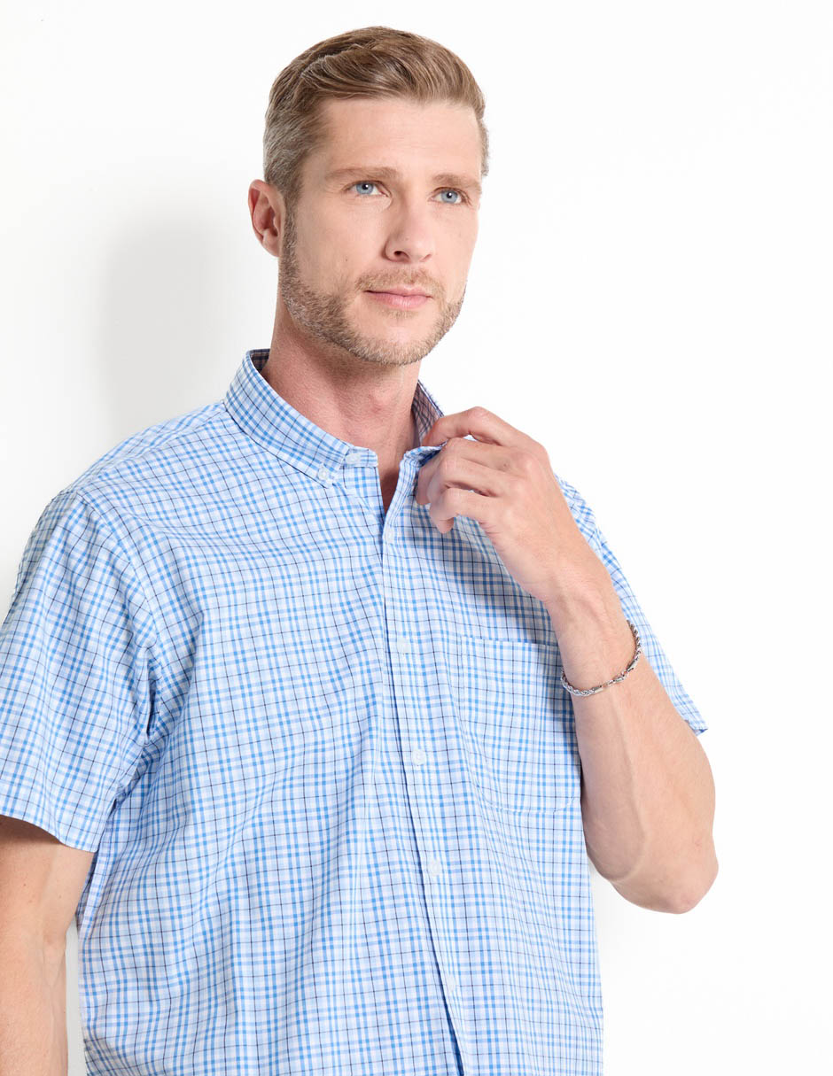 Camisa casual de algodón manga corta para hombre