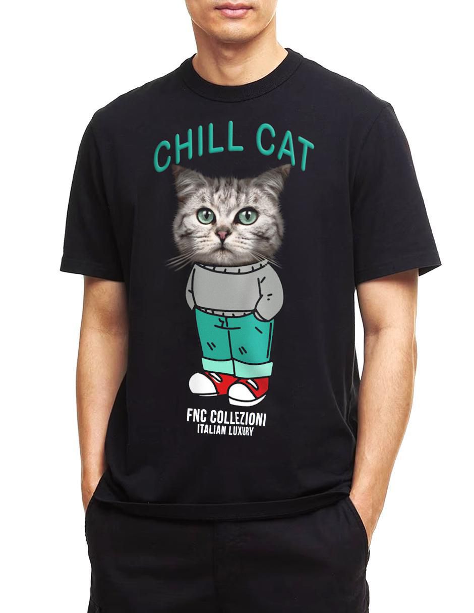 Playera chill cat cuello redondo para hombre