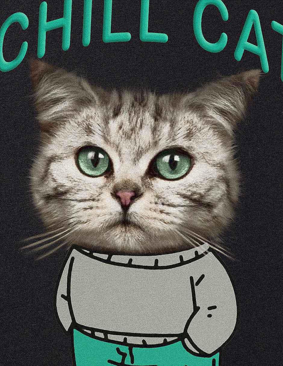 Playera chill cat cuello redondo para hombre 4