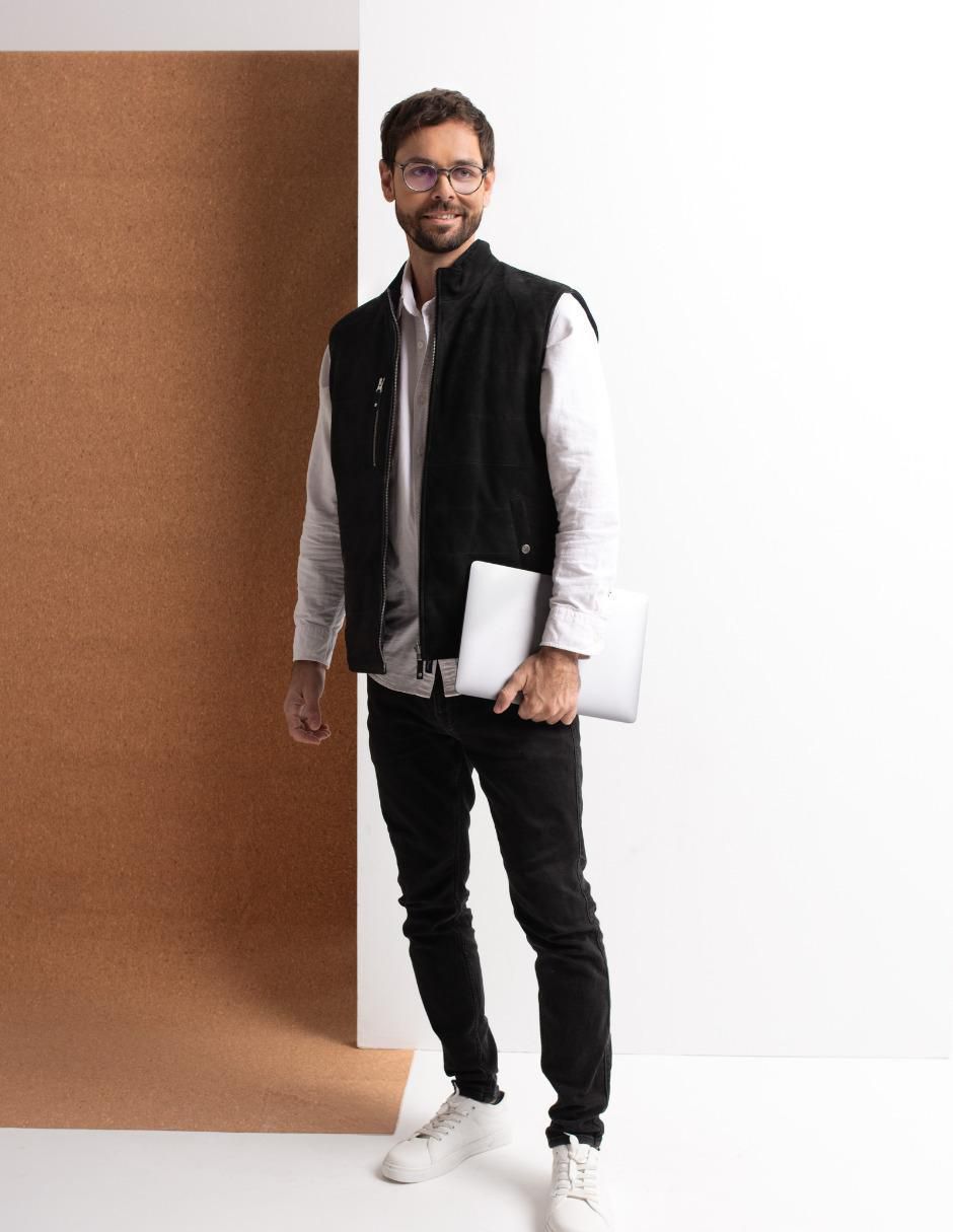 "chaleco" pelle royale resistente al agua piel con bolsillos "para hombre"