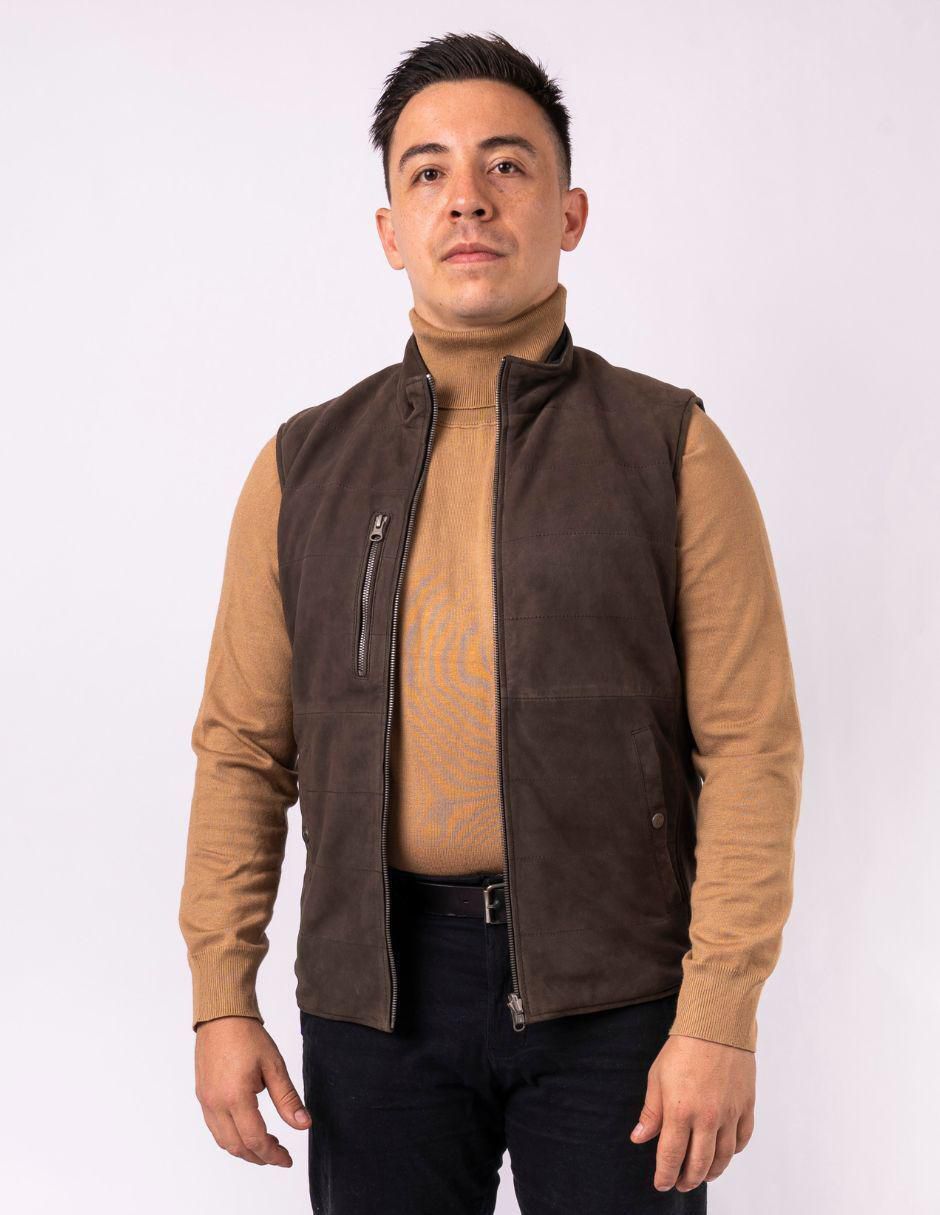 Chaleco impermeable de piel reversible para hombre
