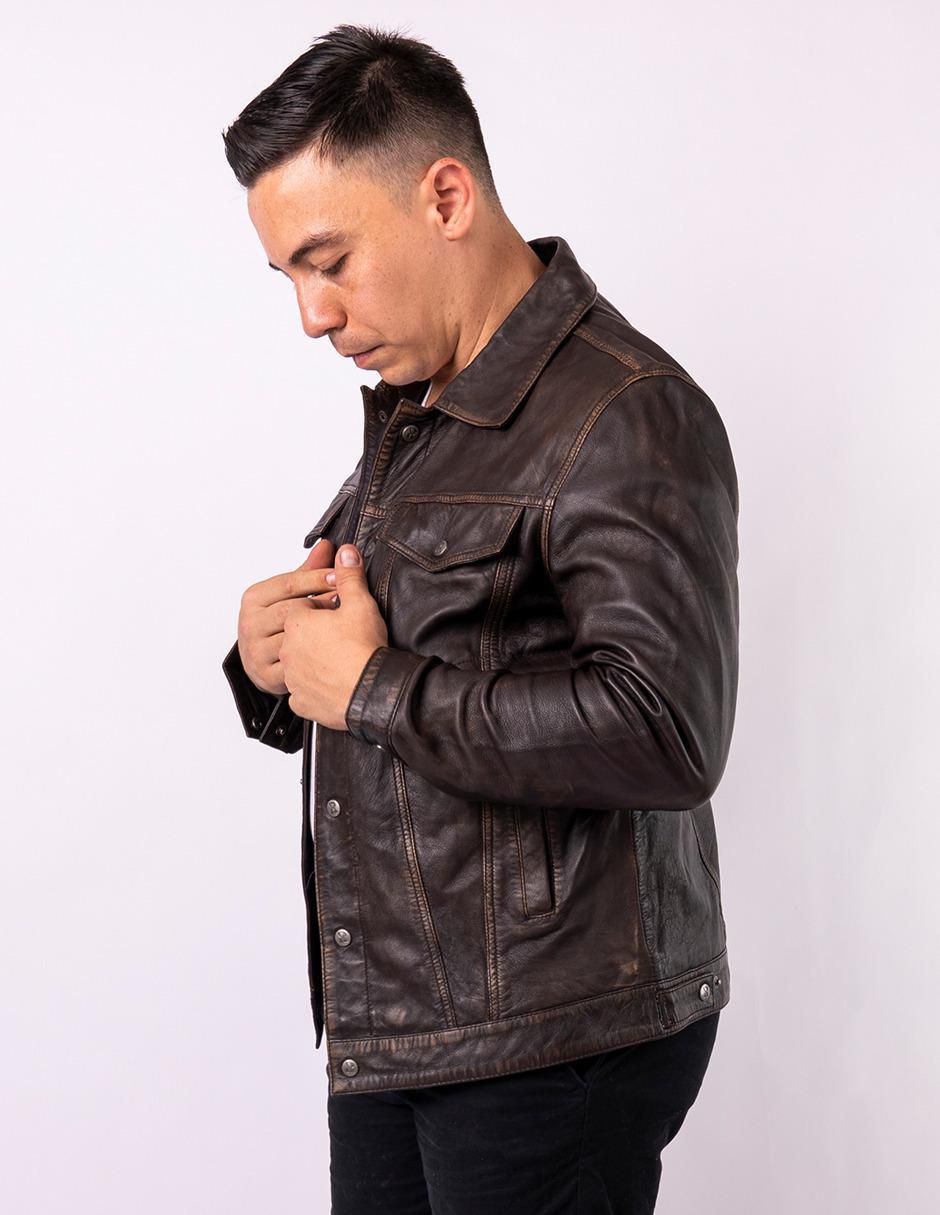 Chamarra casual impermeable de piel para hombre 3
