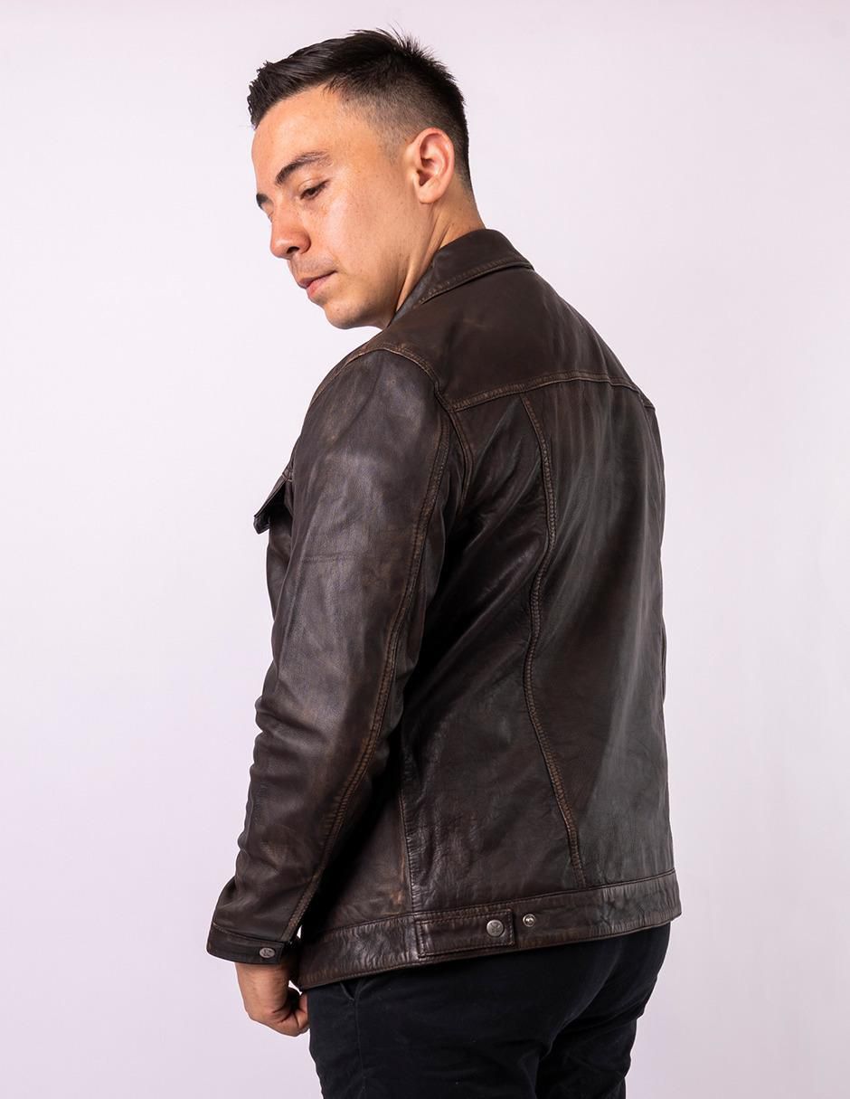 Chamarra casual impermeable de piel para hombre 4