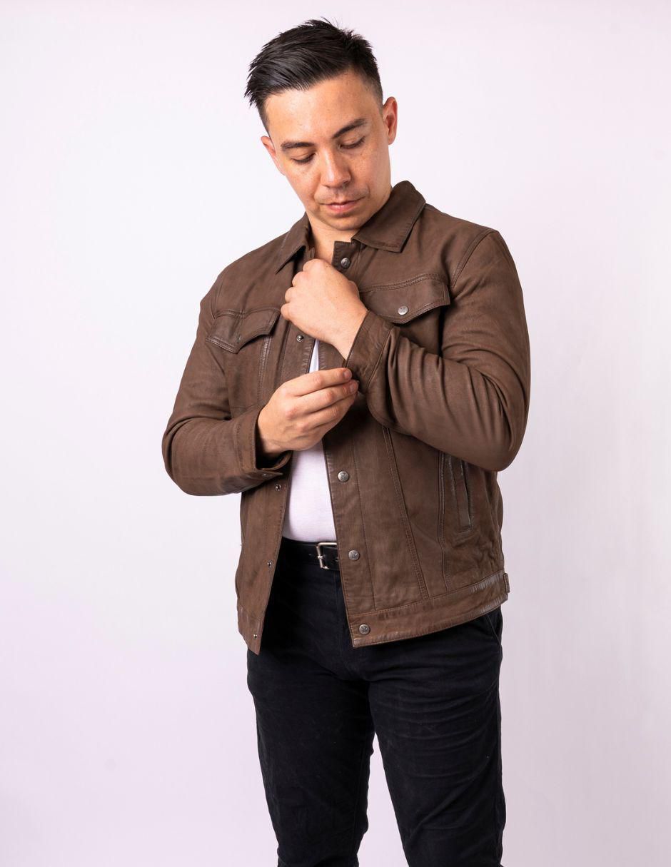 Chamarra casual impermeable de piel para hombre Chamarra casual impermeable de piel para hombre