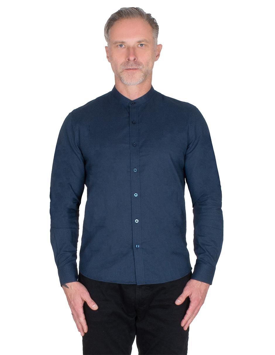 Camisa casual de algodón y lino manga larga para hombre