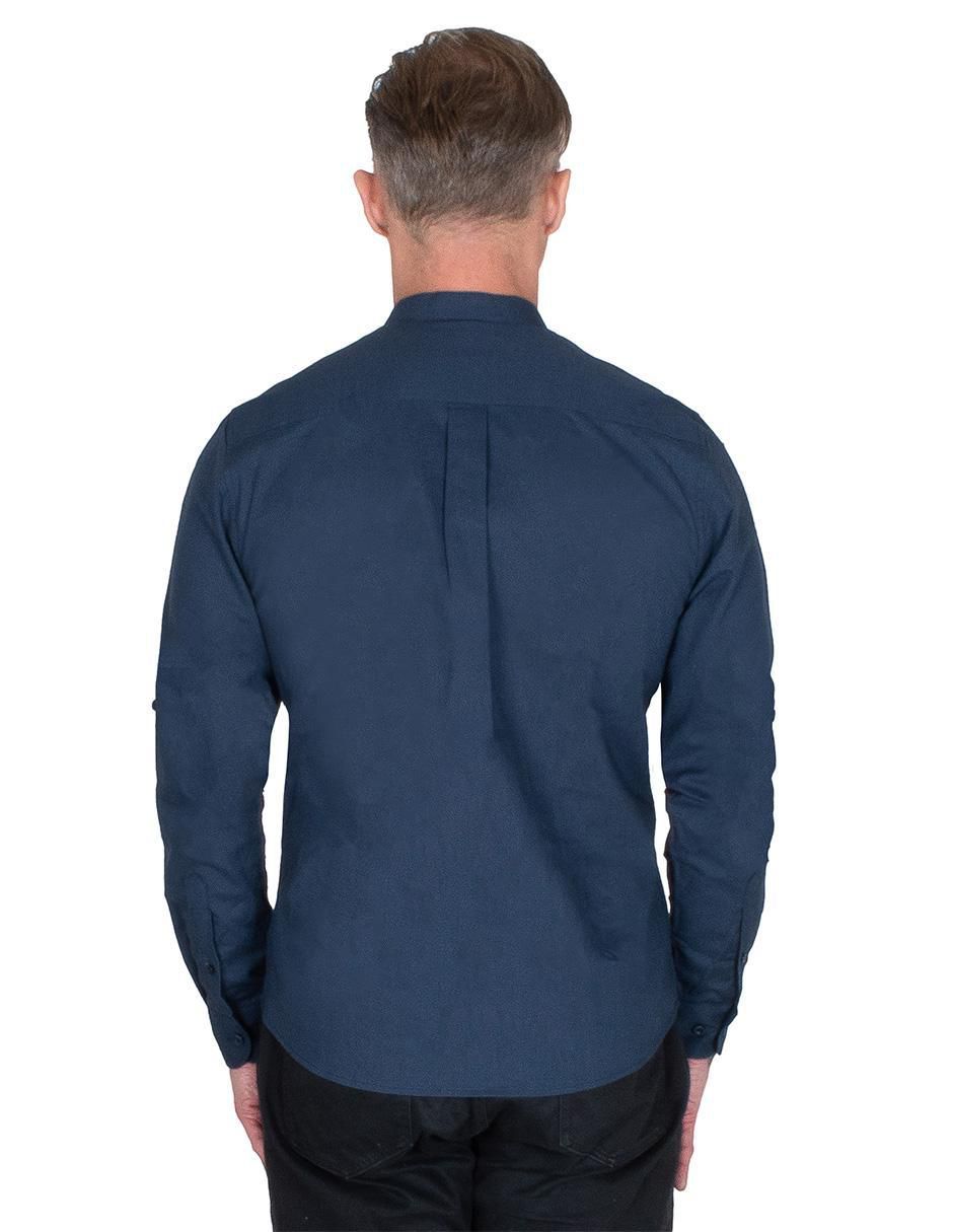 Camisa casual de algodón y lino manga larga para hombre 2