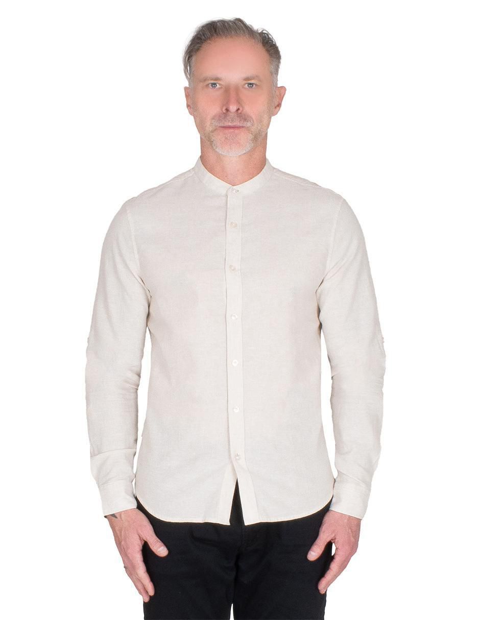 Camisa casual de algodón y lino manga larga para hombre Camisa casual de algodón y lino manga larga para hombre