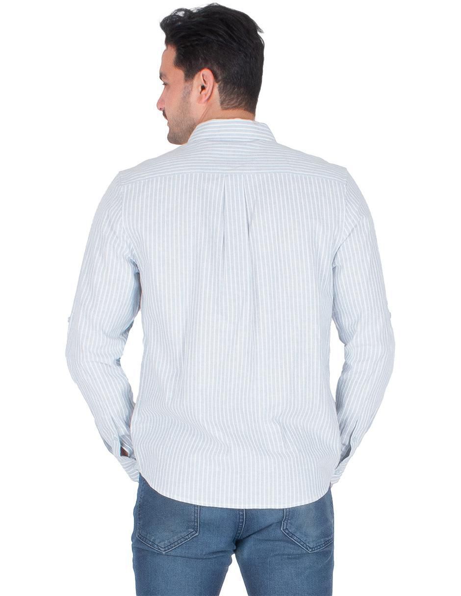 Camisa casual de algodón y lino manga larga para hombre 2