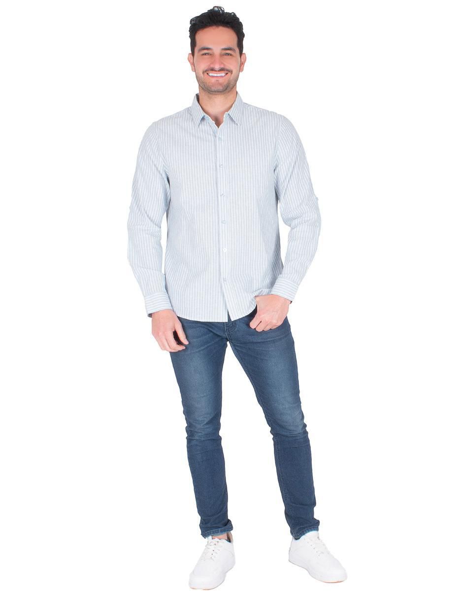 Camisa casual de algodón y lino manga larga para hombre 3