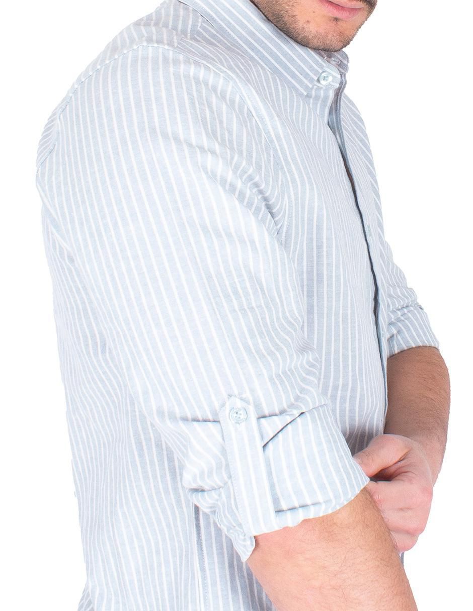 Camisa casual de algodón y lino manga larga para hombre 4