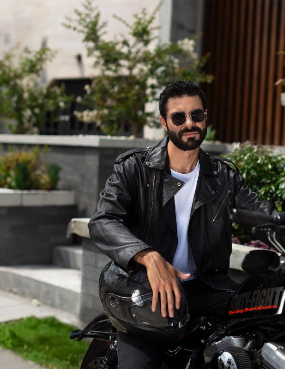 "chamarra" para motociclista pelle royale resistente al agua "de" piel bolsa con cierre "para hombre"