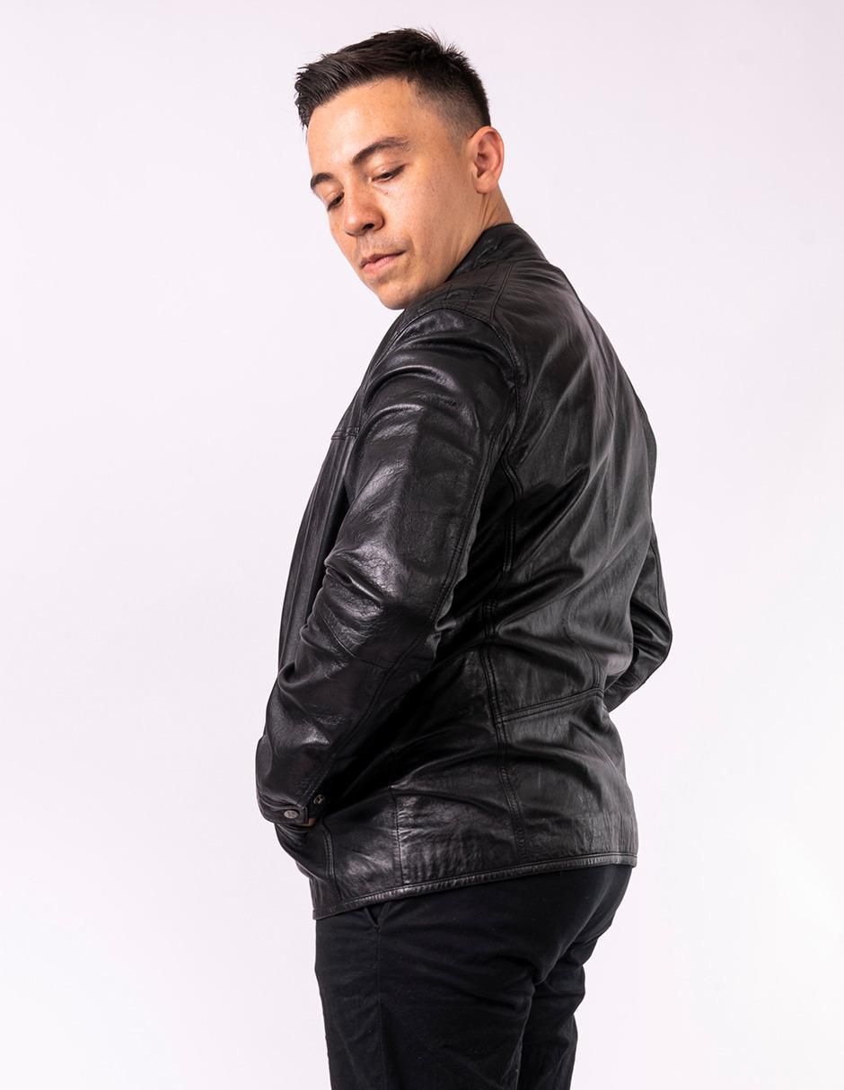 Chamarra casual impermeable de piel para hombre 2