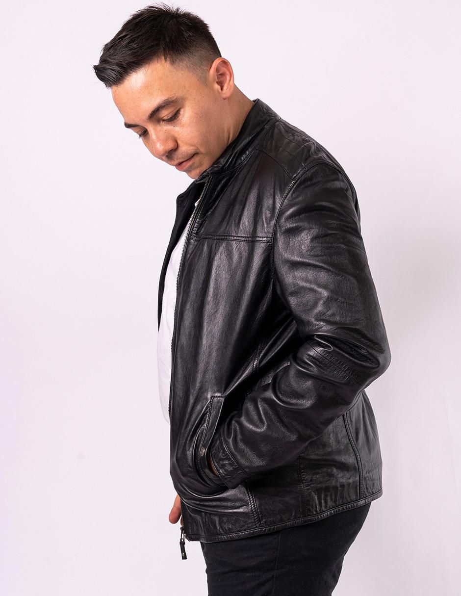 Chamarra casual impermeable de piel para hombre 4