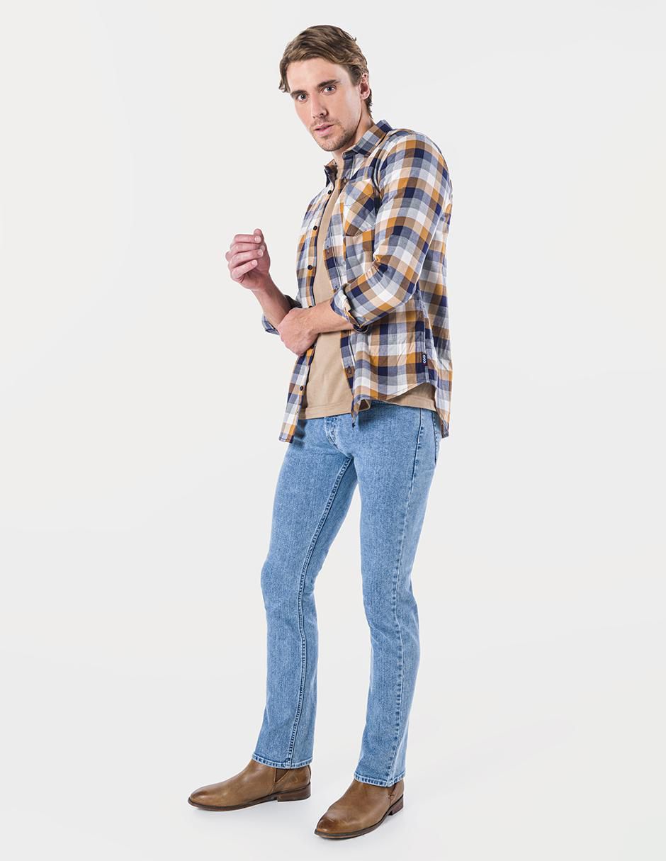 Jeans bota lavado stone wash para hombre 6