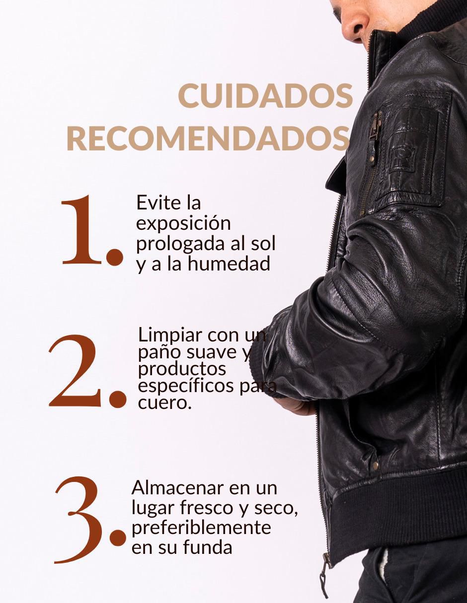 Chamarra bomber impermeable de piel cuello con cierre para hombre 9