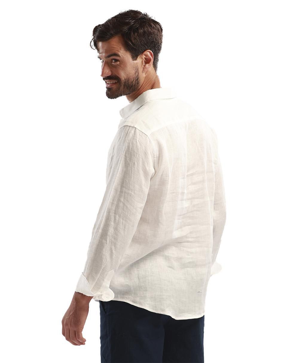 Camisa casual de lino manga larga para hombre 2