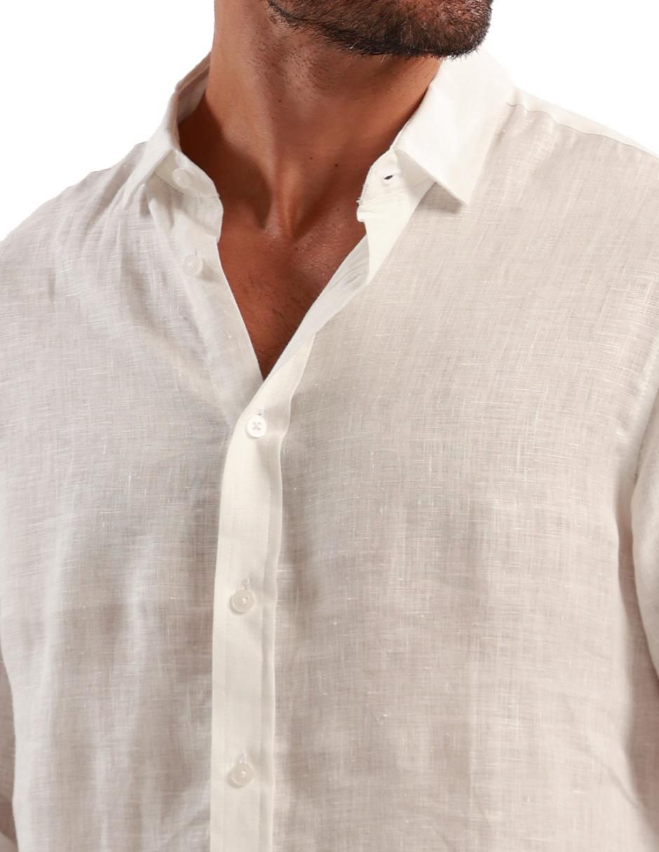 Camisa casual de lino manga larga para hombre 3