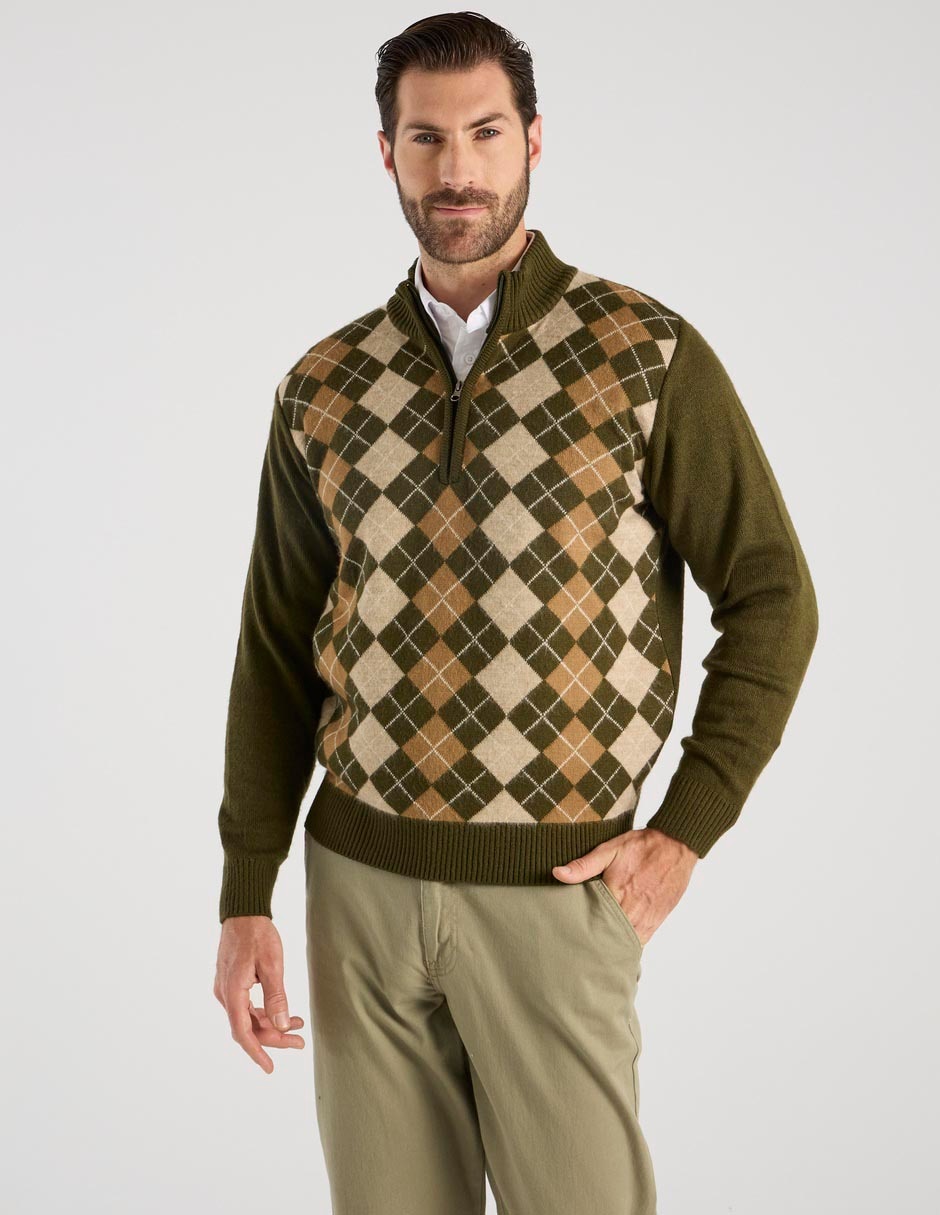 Suéter cuello con cierre para hombre