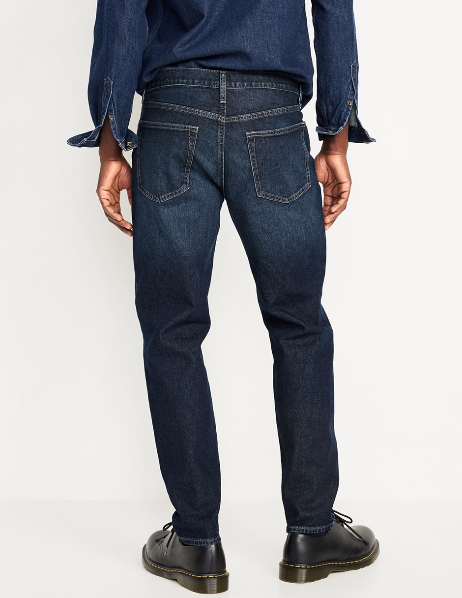 Jeans straight lavado obscuro para hombre 2