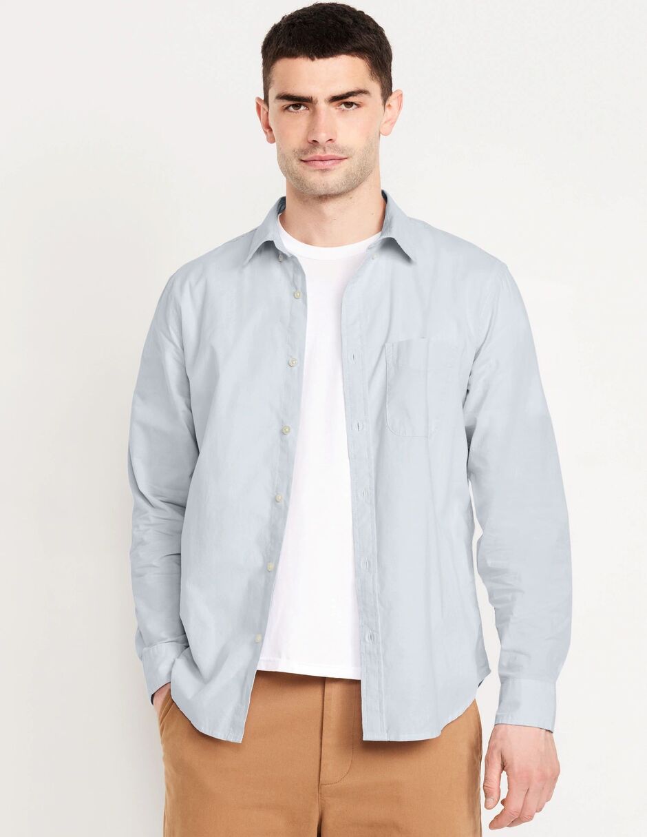 Camisa casual de algodón manga larga para hombre Camisa casual de algodón manga larga para hombre