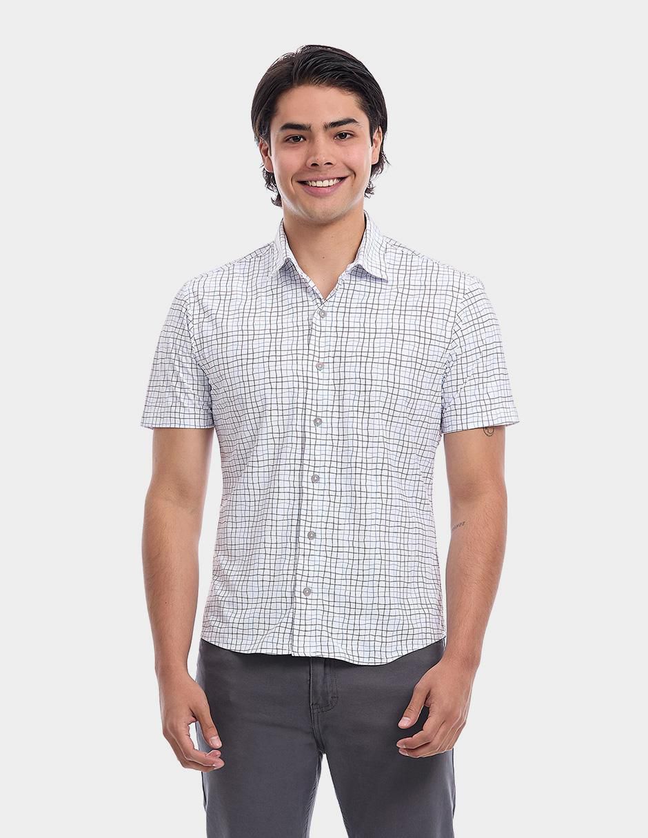 Camisa business casual manga corta para hombre