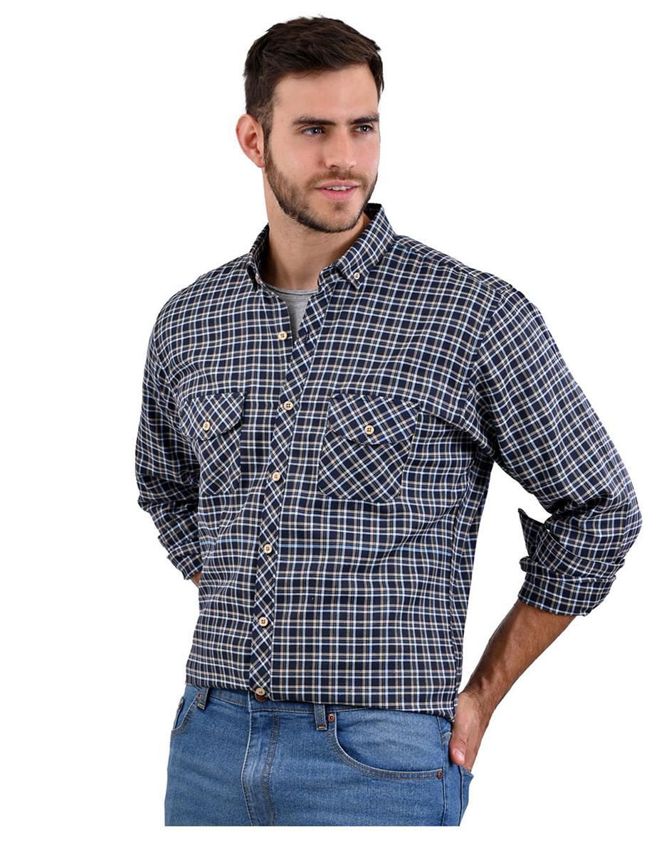 Camisa casual de algodón manga larga para hombre