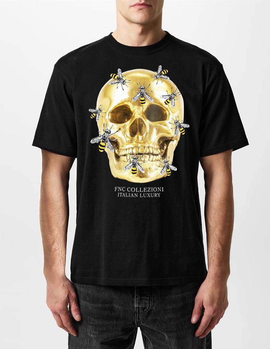 Playera Skull Bee cuello redondo para hombre