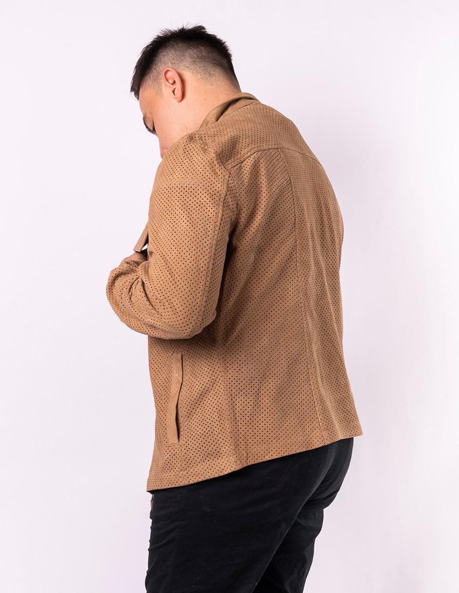 Chamarra casual Pelle Royale de piel con cortes para hombre