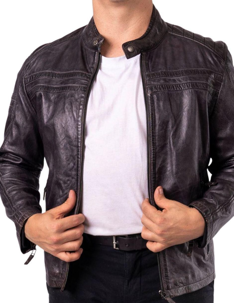 Chamarra para motociclista impermeable de piel bolsa con cierre para hombre 5