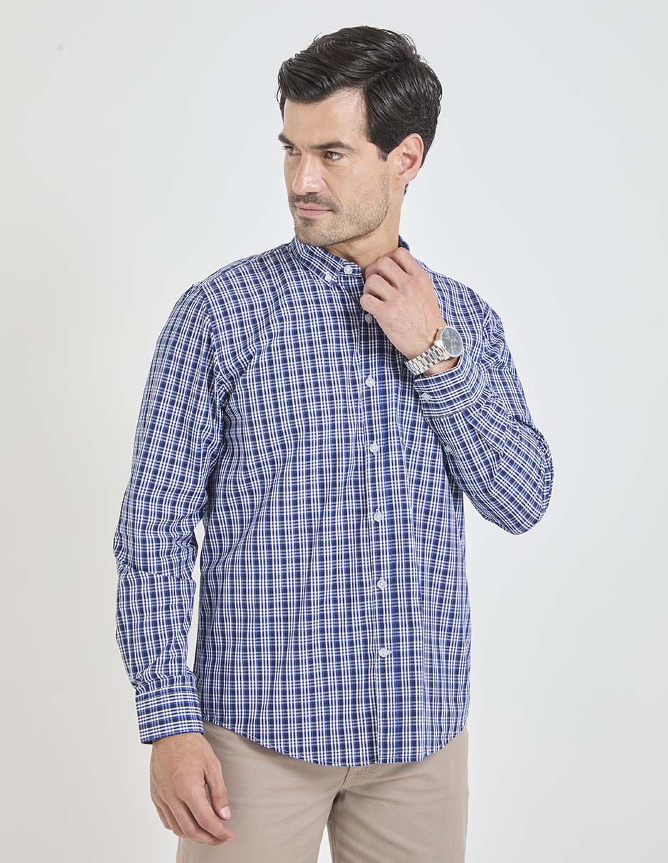 Camisa casual de algodón manga larga para hombre